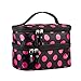 Cosmetic Bag MakeUp Case Double Layer Dot Pattern Portable Waterproof Wear Resistance Durable With 2 Zipper Holder With Mirror Travel Toiletry Bag Organizer (Black Rose)