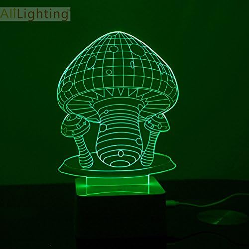Naveed Arts - 3D Illusion LED lamp - Mushroom with IR Remote and USB Cable - 7 Colour Changing for Decoration/Gift - TL038- Factory Outlet