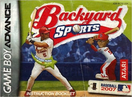 Backyard Sports Baseball 2007 Gba Instruction Booklet Game Boy