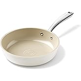Redchef Ceramic Non Stick Frying Pans, Nonstick Frying Pan Skillet, Ceramic Egg Pan with Stay Cool Handle, Non Toxic Induction Pan for Cooking, PFOA & PFAS Free, Oven & Dishwasher Safe (8" Beige)