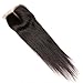 Lanyi 14 inch Brazilian Straight Lace Closure Middle Part Virgin Human Hair Natural Black 1b Handmade 130% Deisity Closure 4x4 Lace