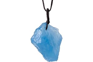 Raw Gemstone Necklace,Natural Blue Raw Aquamarine Pendant,Irregular Healing Crystal Stone Necklaces for Women Men,5~10g