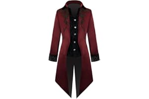 Crubelon Men's Steampunk Vintage Tailcoat Jacket Gothic Victorian Frock Coat Uniform Halloween Costume