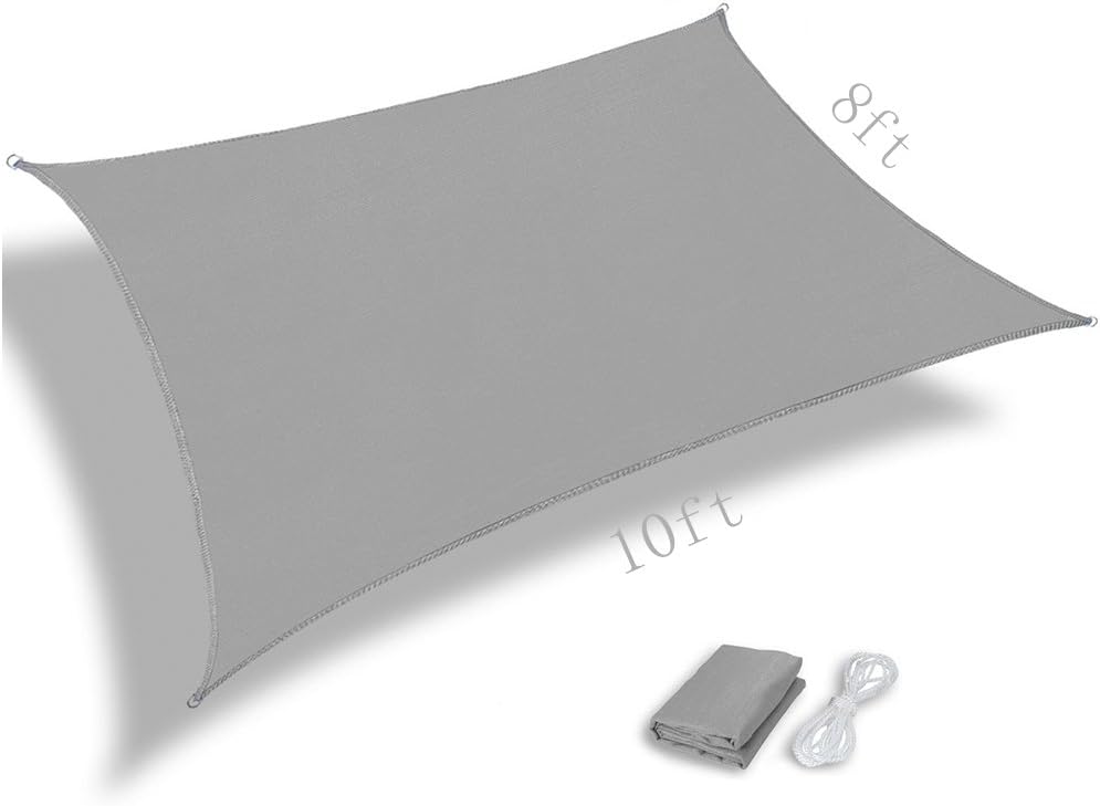 pinnacleT1 8 x 10ft Square Sun Shade Sail for Patio UV Block, Waterproof Fabric Canopy for Outdoor Facility and Activities, Multi-Color and Multi