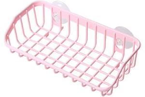 DWUWW Pink Multifunctional Drain Rack, Hanging Storage Rack Drain Rack Sink Shelf Suction Cup Dishwashing Soap Sponge Holder for Kitchen Accessories Storage and Organization