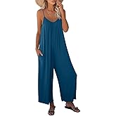 Dokotoo Women's Loose Jumpsuits for Women Adjustable Spaghetti Strap Stretchy Wide Leg Pant