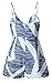 Angashion Women's Sexy V Neck Printed Spaghetti Strap Beach Romper Shorts Jumpsuit ,Blue Stripe,Large