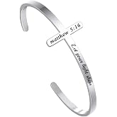 M MOOHAM Silver Cross Bracelet, Christian Gifts for Women | Faith Inspiration Bible Verse Bracelets Cross Cuff Bangle Stainless Steel Bracelet Waterproof Non-Tarnish Adjustable
