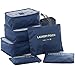 HiDay 8 Sets Packing Cube System - 1 Toiletry bag+ 4 Travel Cubes + 2 Pouches + 1 Premium Shoes Bag - Perfect Travel Luggage Organizer
