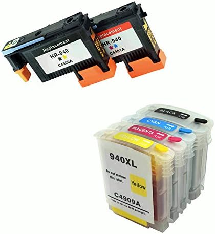 Komada Compatible 2xHP940 Printheads and 4xHP940 Ink Cartridges with Latest Chips for HP Officejet Pro 8000 8500 8500A 8500A Plus 8500A Premium（1BK/Y+1M/C）