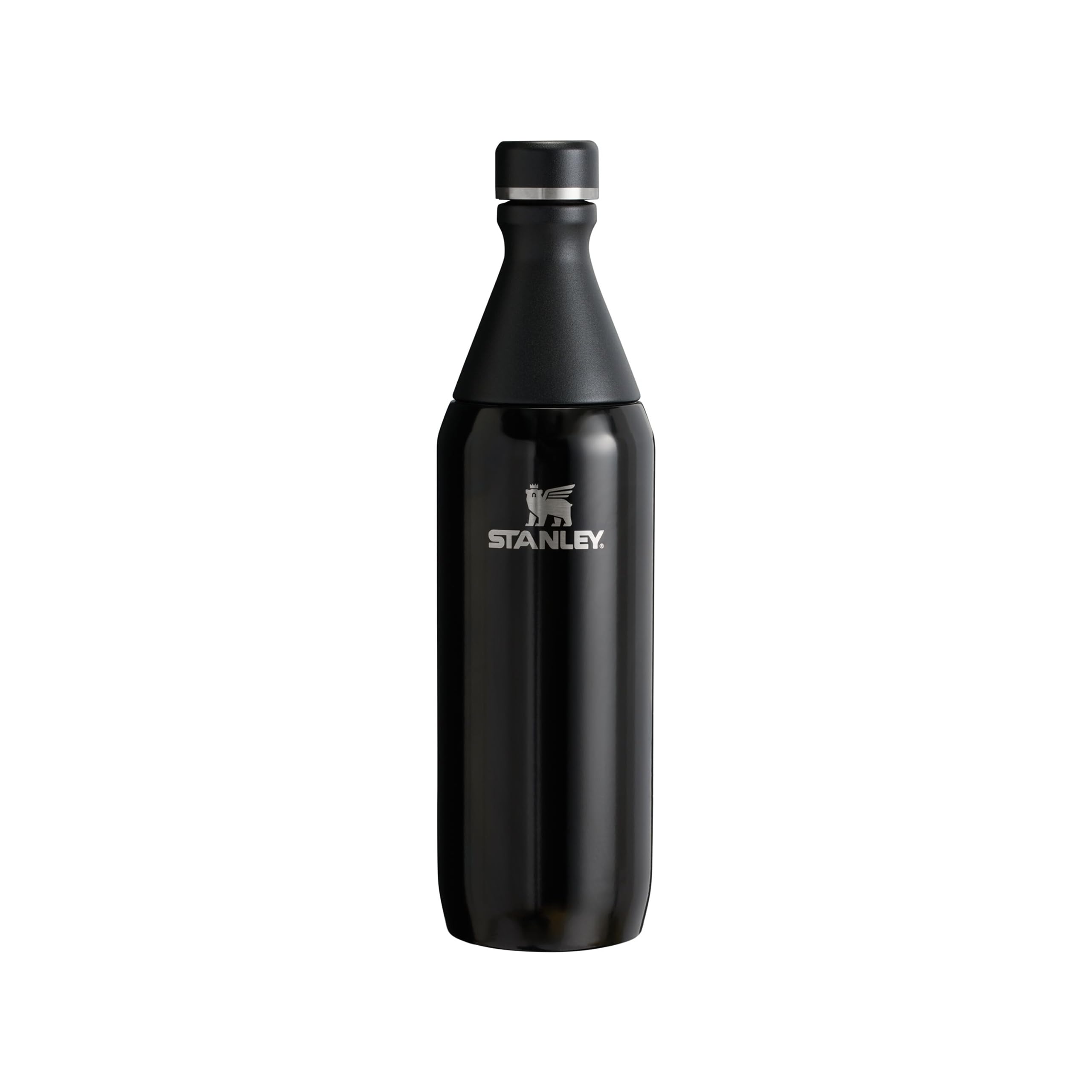 Stanley 1913 The All Day Slim Sports Water Bottle 0.6L - Cold for 6 Hours - Iced for 11 Hours - BPA-Free Recycled Stainless Steel Coffee Flask - Leakproof - Dishwasher Safe - Black