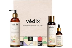 Vedix Ayurvedic Hair Care Set for Dry Hair, Customized for Dry Scalp & Curly Hair, Hair Oil (100 ml) + Shampoo (200 ml) + hai