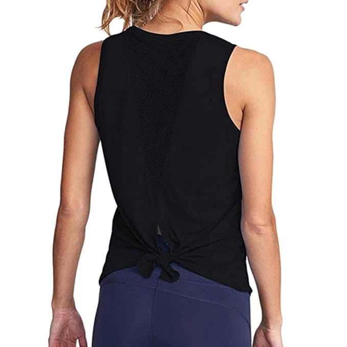 Pervobs Women Yoga Workout Mesh Shirts Sleeveless Racerback ...