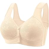 Daisy Lace Bras for Women Front Closure No Underwire Comfort Senior Wireless Snap Closing Bra