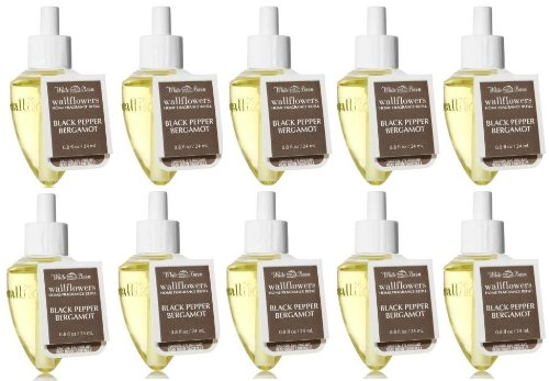 Lot of 10 Bath &amp; Body Works Black Pepper Bergamot Wallflowers Home Fragrance Refill Bulbs