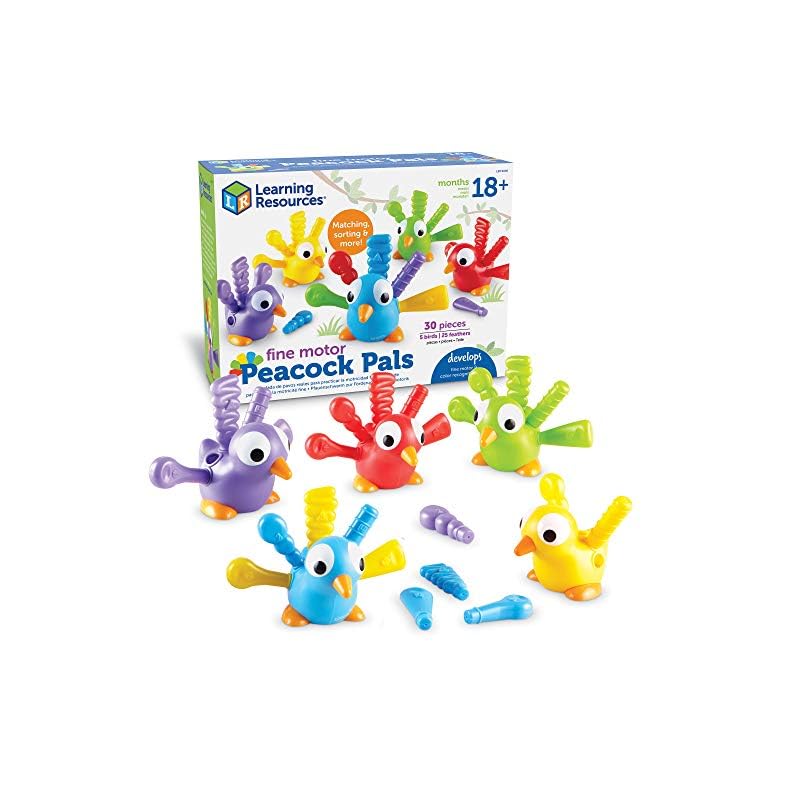 Learning Resources Fine Motor Peacock Pals – 5 Pieces, Ages 18+ months Toddler Learning Toys, Fine Motor and Sensory…