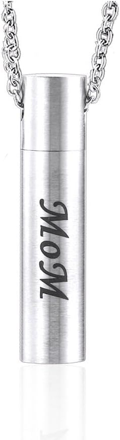 Mom Dad Stainless Steel Urn Necklaces for Women Men Cremation Pendant Necklace for Memorial Ashes