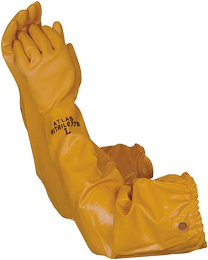 Atlas 772 26-inch Nitrile X-Large Elbow Length Chemical Resistant Yellow Gloves: Kitchen & Dining
