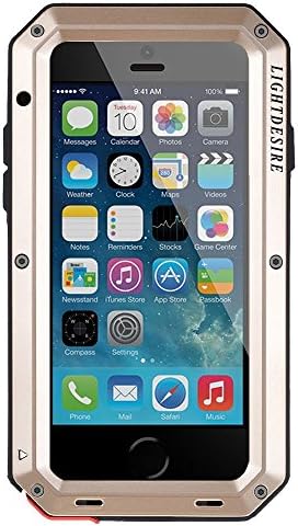 LIGHTDESIRE Water Resistant Shockproof Aluminum Military Bumper Shell Case for iPhone 5/5S - Gold