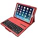 Eoso Keyboard Case for Apple iPad 2/3/4 Folding Leather Folio Cover with Removable Bluetooth Keyboard for iPad 2/3/4 Tablet (Dark Red)