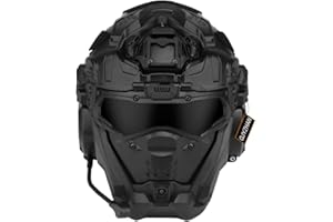 QJYZHAN Tactical Airsoft Paintball Tactical Helmet with Full Face Mask Built-in HD Headset and Anti-Fog Fan Adjustable Outdoor CS Gear