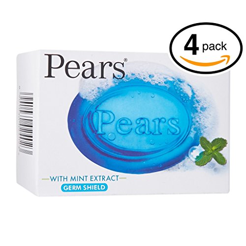 (PACK OF 4 BARS) Pears Transparent Soap SPEARMINT EXTRACT & MENTHOL. Cleansing with a cooling sensation! For Healthy Feeling Skin. Great for Hands, Face & Body! (4 Bars, 4.4oz Each Bar)