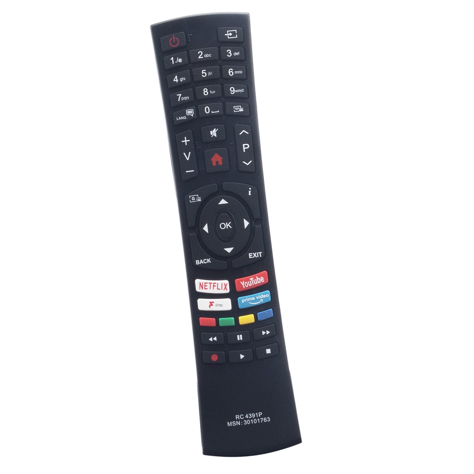 ALLIMITY RC4391P RC-4391P Remote Control Replace fit for Bush Smart TV DLED55UHDHDRS DLED65UHDHDRS DLED32FHDS DLED40FHDS DLED49FHDS DLED24HDSDVD DLED32HDS DLED43UHDHDRS DLED49UHDHDRS
