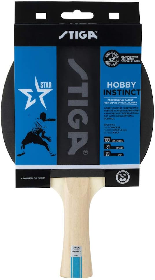 STIGA Hobby Instinct 1-Star Table Tennis Bat for Children and Beginners Black/Red, Black / Red