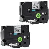 Molshine Compatible Laminated Labeling Label Tape Replacement for TZe-251 Black on White (0.94inch 1/1inch 24mm) 2 Pack