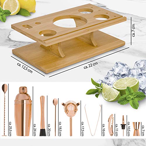 ONVAYA® Cocktail Set in Rosé-Gold | Cocktail Geschenkset mit Bambus-Halter | Cocktail Shaker Set | professionelles… – Bild 4