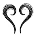 0 Gauge Black Ink Glow in the Dark Teardrop Glass Spiral Taper (8mm) - 4 Pieces