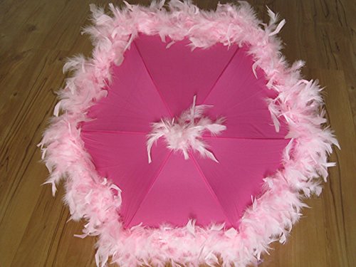 Second Line Umbrella Princess Feather Parasol Light Pink on Dark Pink New Orleans Style
