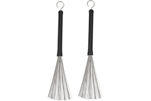 Jiayouy 1 Pair Drum Wire Brushes Drum Sticks Percussion Retractable Brush Stick for Cajon Jazz Acoustic Drummer Playing Music