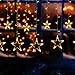 Star Curtain Lights 12 Stars 138 LEDs, LEORX Window Curtain Lights Waterproof for New Year Wedding Party Home Bedroom Patio Garden (Warm White)