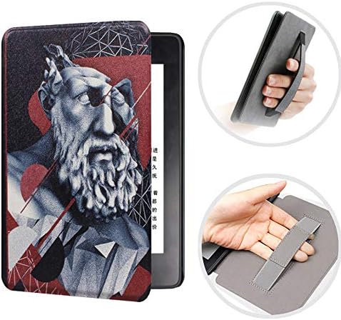 CASZONE Flip Case for Kindle Paperwhite 2018 10th Generation with Hand Strap Holder, Ultra Slim Thin PC Leather Shockproof Smart Pattern Cover with Auto Sleep/Wake 6.0 Inch