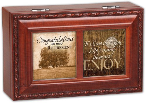 Cottage Garden Congrats Retirement Woodgrain Petite Music Box/Jewelry Box Plays Wonderful World