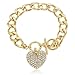 JOTW Heart Bracelet 12mm Cuban Link Toggle Chain Iced Out Sparkling Crystal Stones Bracelet for Women (S-1660)