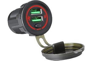 12V 24V Car Truck On/Off Switch and LED Light High Speed 36W USB Car Charger for SUV Motorcycle and Boat USB Car Charger