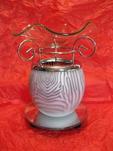 Black and White Zebra Animal Design Decorative Glass Electric Fragrance Lamp Aromatherapy Oil Warmer/burner Night Light in Gift Box # Mt-030