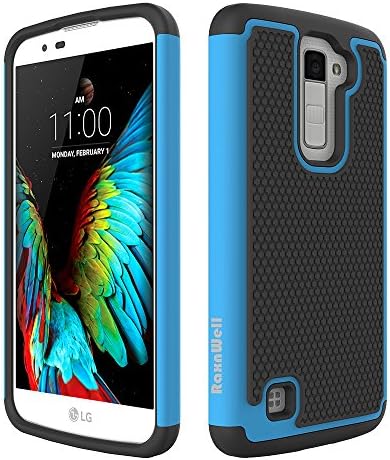LG K10 / Premier LTE Case,[K430/K420/K410],RaxnWell [Anti Slipping][2-Piece style] Soft Silicone Rubber Hybrid Armor Shockproof Protective Case Cover For LG K10 (Light Blue)