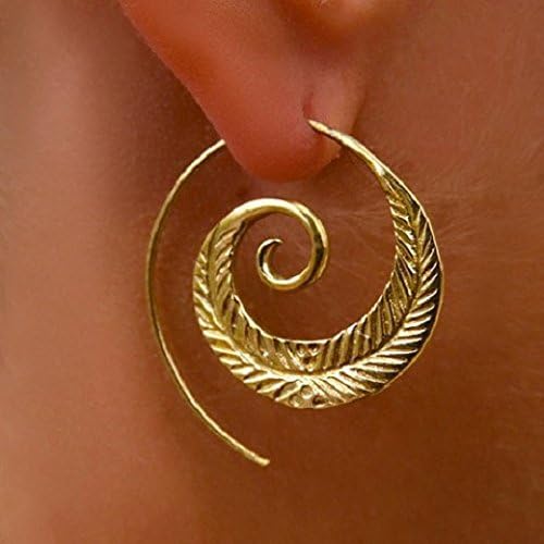 Brass Earrings - Brass Spiral Earrings - Tribal Earrings - Gypsy Earrings - Ethnic Earrings - Brass Jewelry