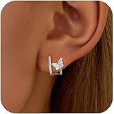 Butterfly Double Half Hoop Earring for Women, 925 Sterling Silver Shiny Cubic Zirconia Butterfly Open Hoggie to Daughter 14K Gold Plated Animals Insects Stud Earrings Hypoallergenic Valentines Day Jewelry Gift