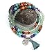 Top Plaza 7 Chakra Buddha Mala Prayer Beads 108 Meditation Healing Multilayer Bracelet/Necklace W/Tree of Life Tassel Charm, Green Aventurine
