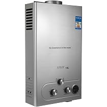 Thaweesuk Shop Stainless Steel 18L Tankless 5GPM Natural Propane Gas Hot  Water Heater Boiler LPG Instant House Shower 13.7L x 6.3W x 25.6H of Set  - Amazon.com