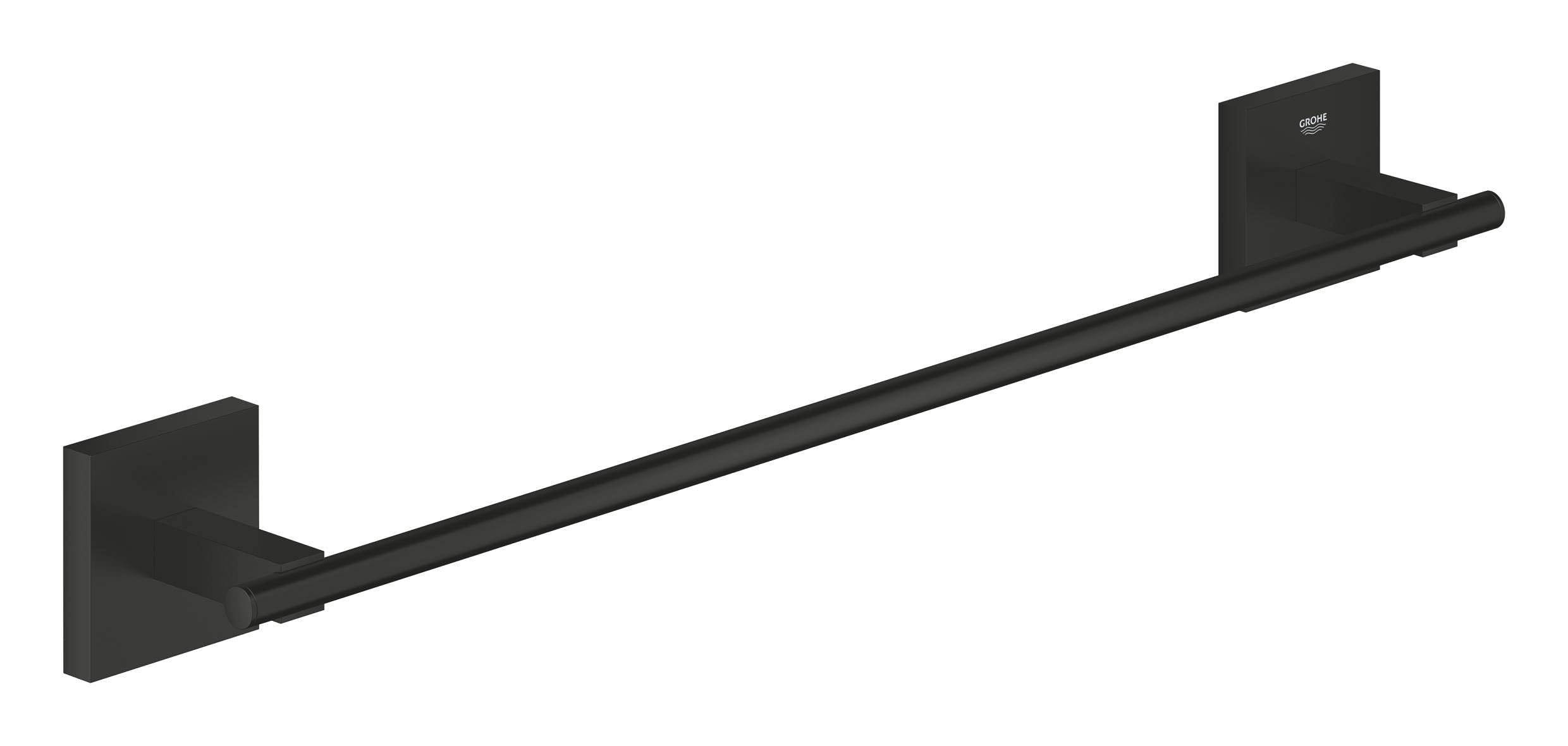 GROHE Start Cube QuickFix Towel Rail – Bathroom Wall Mounted Towel Holder (Metal, Concealed Fastening, Including Screws and Dowels), Size 450mm, Easy to Fit QuickGlue, Matt Black, 409872430