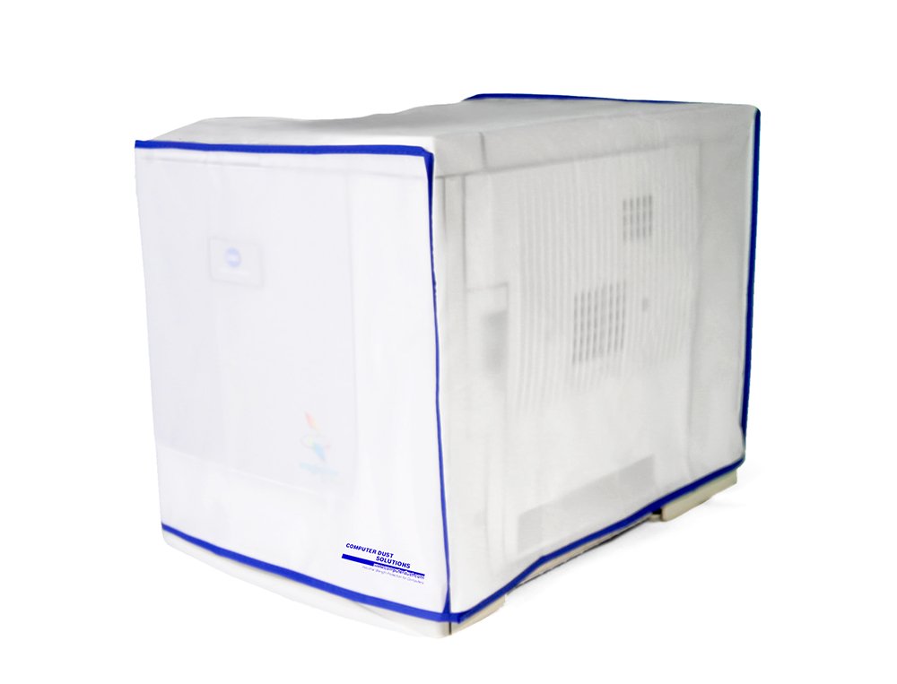 COMPUTER DUST SOLUTIONS Printer Dust Cover, Covers Inkjet or Laser Printers, Silky Smooth Antistatic Vinyl, Translucent Coconut Cream Color with Blue Trim, Several, (22W x21H x24D)