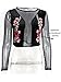Simplee Apparel Women's Vintage Applique Embroidered Mesh Blouse Crop Top Black