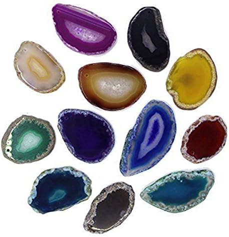 10x Pcs Agate Light Table Slices Healing Crystals Geode Stones Irregular Home Decoration Jewelry With Drilled Hole