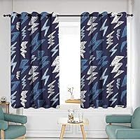 Sillgt Kids Curtains Hand Drawn Lightning Bolt Seamless Pattern Blue Color Fashion Design Texture for Textile Vector Illustration Room Darkening, Noise Reducing W 63" XL 72"