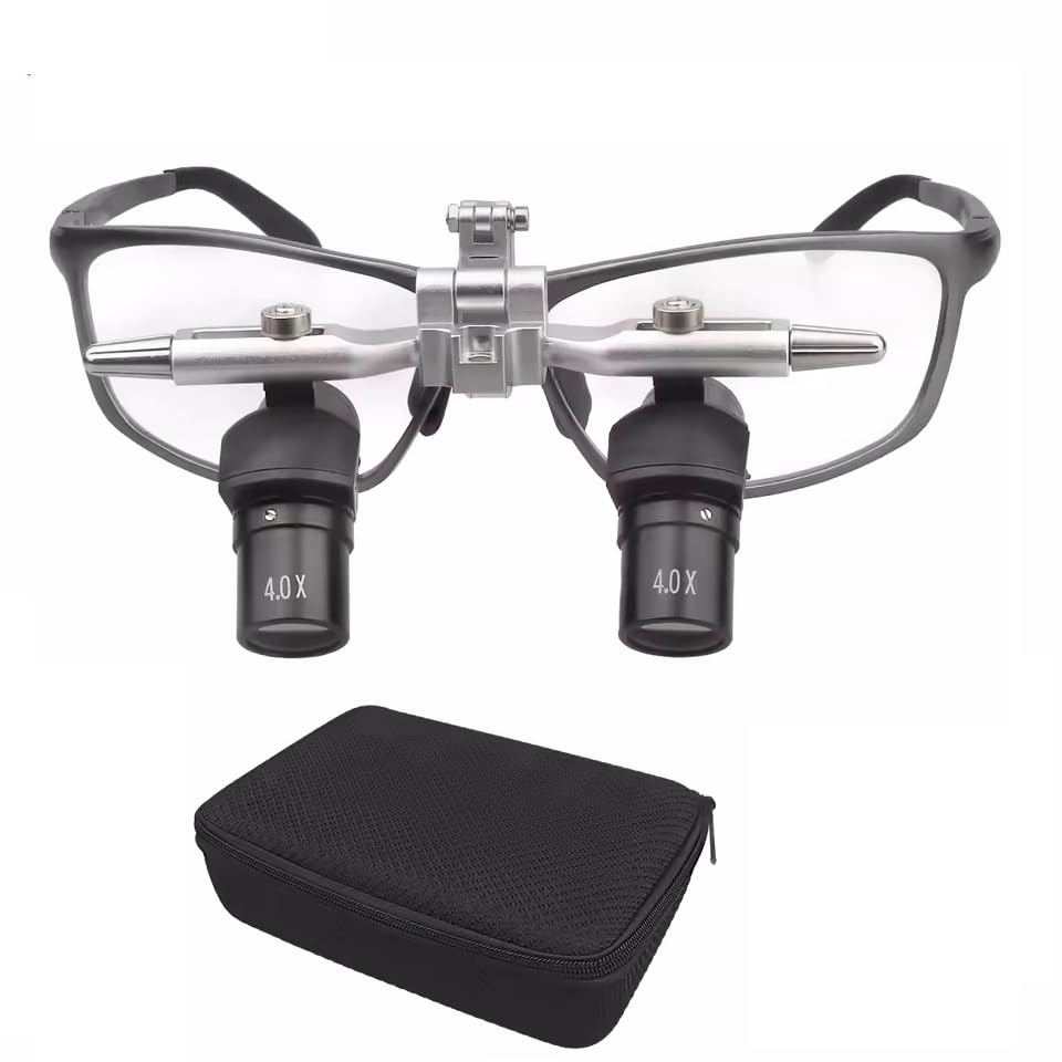 Photo 1 of VIBURISH 4X 48 ° Ergo Ultra Lightweight Loupe Ergo Optical Loupes Flip Up Magnifying Glasses Adjustable Working Distance 350-450mm for Dental Medical Ergonomic Binocular Loupes